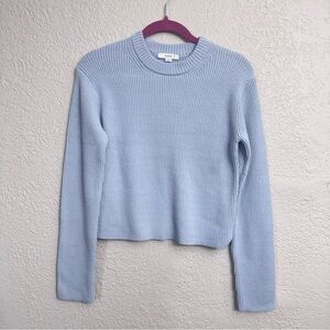Vince Blue Ribbed Knit Sweater XS NWT Cotton Blend Cropped Pullover